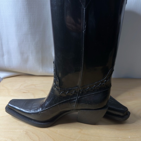 Donald J. Pliner Black Western Heeled Rain Boots - Picture 5 of 12